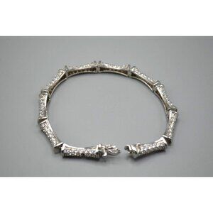 Hour Glass Bead Bracelet 925 PAJ Sterling Silver Clear Stone Hourglass 20.34g 8"